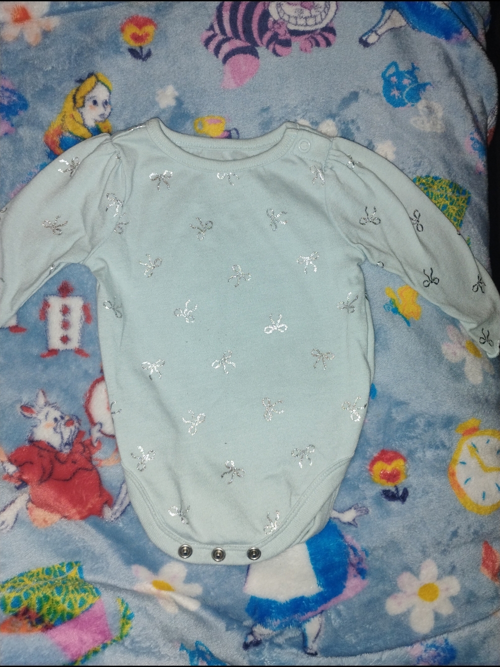 Garanimals Light Blue Bow-Print One-Piece Bodysuit